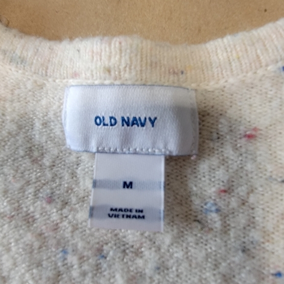 Old Navy Size M Cream with Multi Color Speckles Open Cardigan, Exc. Used Cond. - Picture 8 of 9